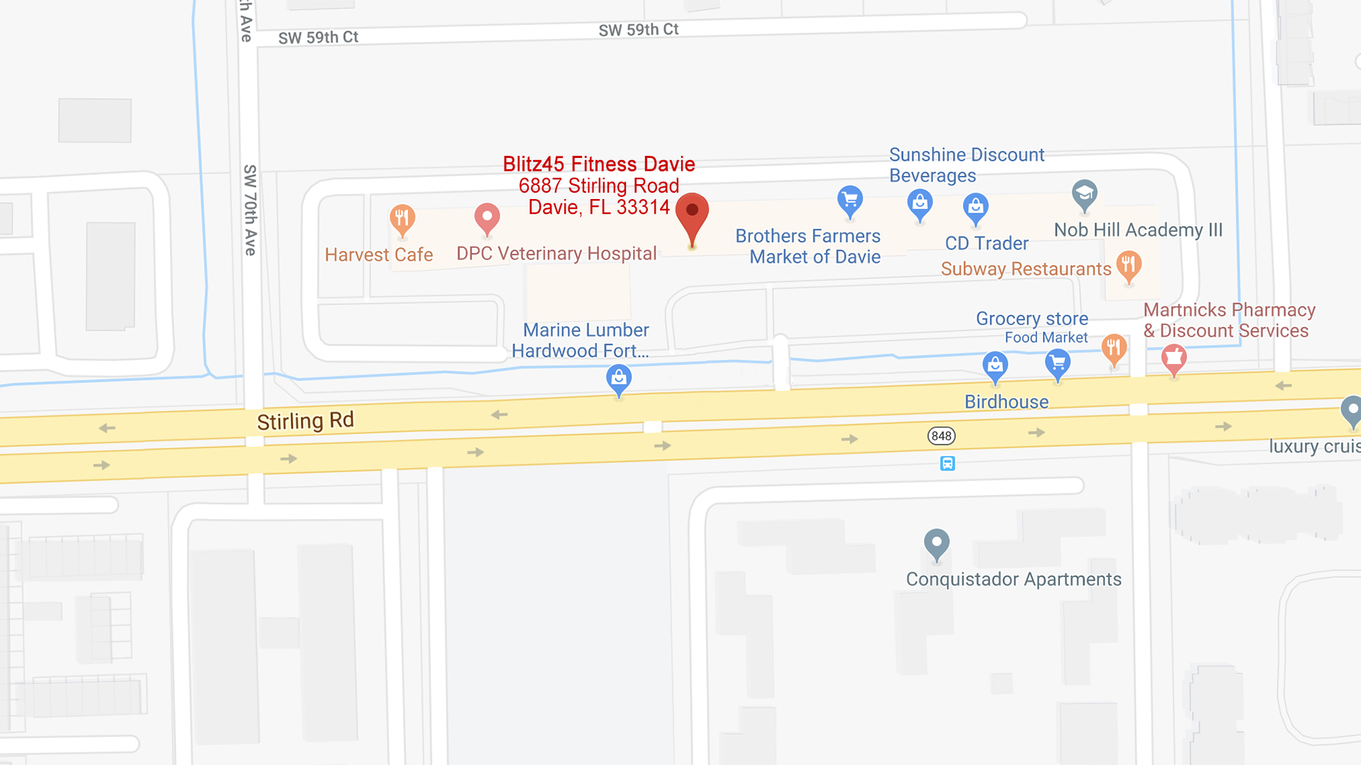 Blitz45 Fitness Davie Location Map Blitz45 Fitness Davie Location Map